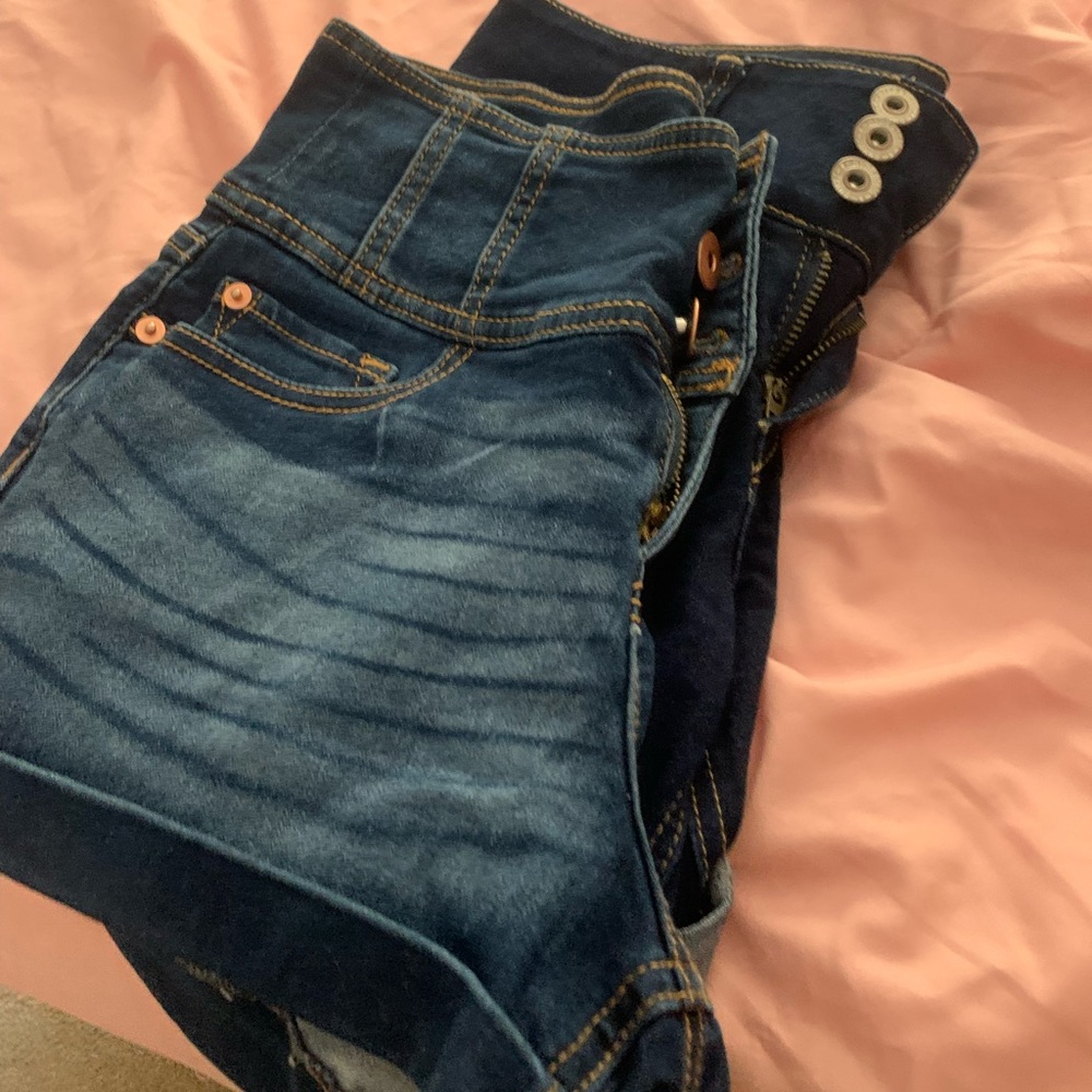 Two pairs of high waisted shorts.